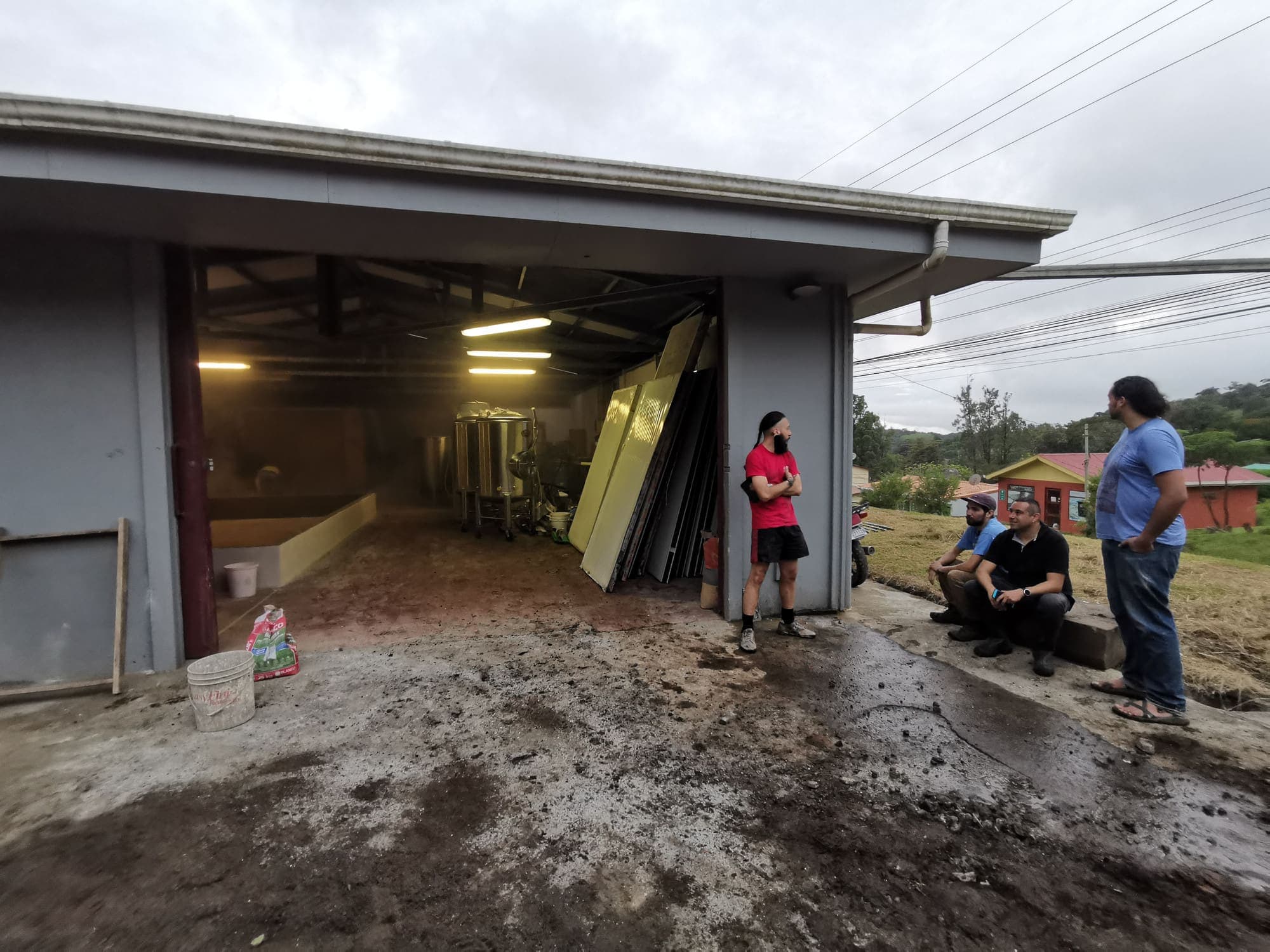 A break in the shed doorway, after the rain