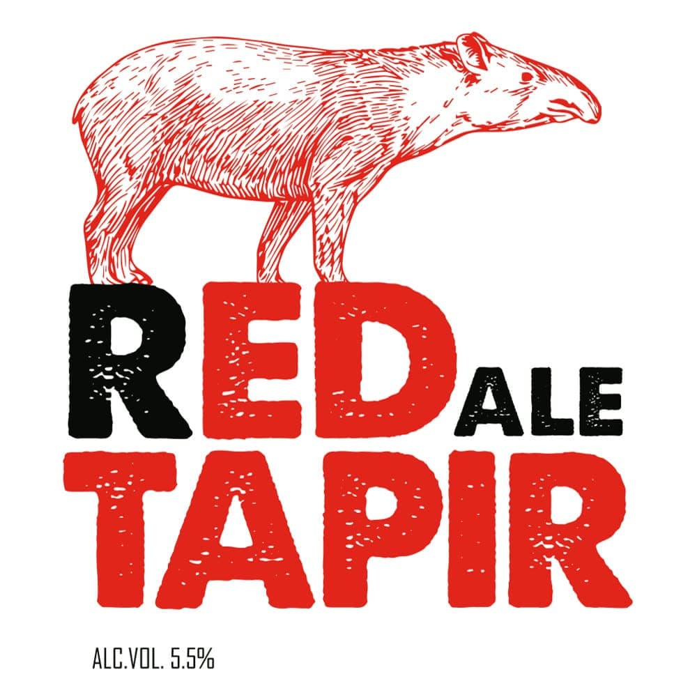 Monteverde Brewing Company label with a red tapir walking above the name